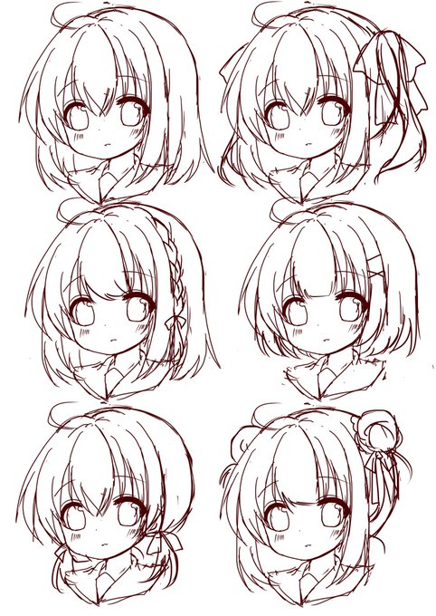 絵の練習してたら家族に、もっと色んな髪型描いてみたら?
と言われたのでカキカキψ(‥ )結構楽しい。 