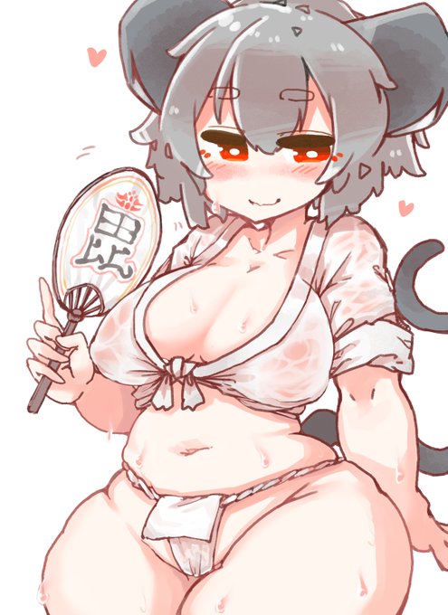 お祭りで汗かいたナズーリンです。 