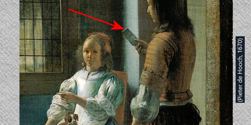 Cliff Pickover on Twitter: "Mysterious discovery of an iPhone in a 1670 painting by Dutch artist Pieter de Hooch. (Apple CEO Tim Cook said, “I always thought I knew when the iPhone