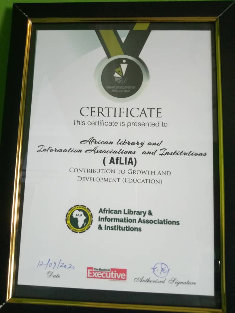 AfLIACon's tweet photo. Yesterday, Sept. 12, 2020, @AfLIACon won an award at the Ghana Development Awards, for the organization's contributions to the growth and development of education. The Awards ceremony was organised by the Business Executive @_thetbeghana, at the Accra Marriott Hotel, Accra-Ghana. https://t.co/dexxexbdTr