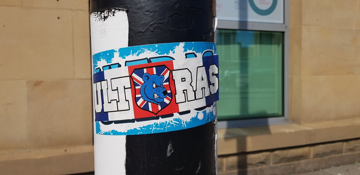Sunday stroll update: Sectarian sticker tension on Newcastle Quayside as Celtic Ultras has been overlaid by Rangers Ultras...