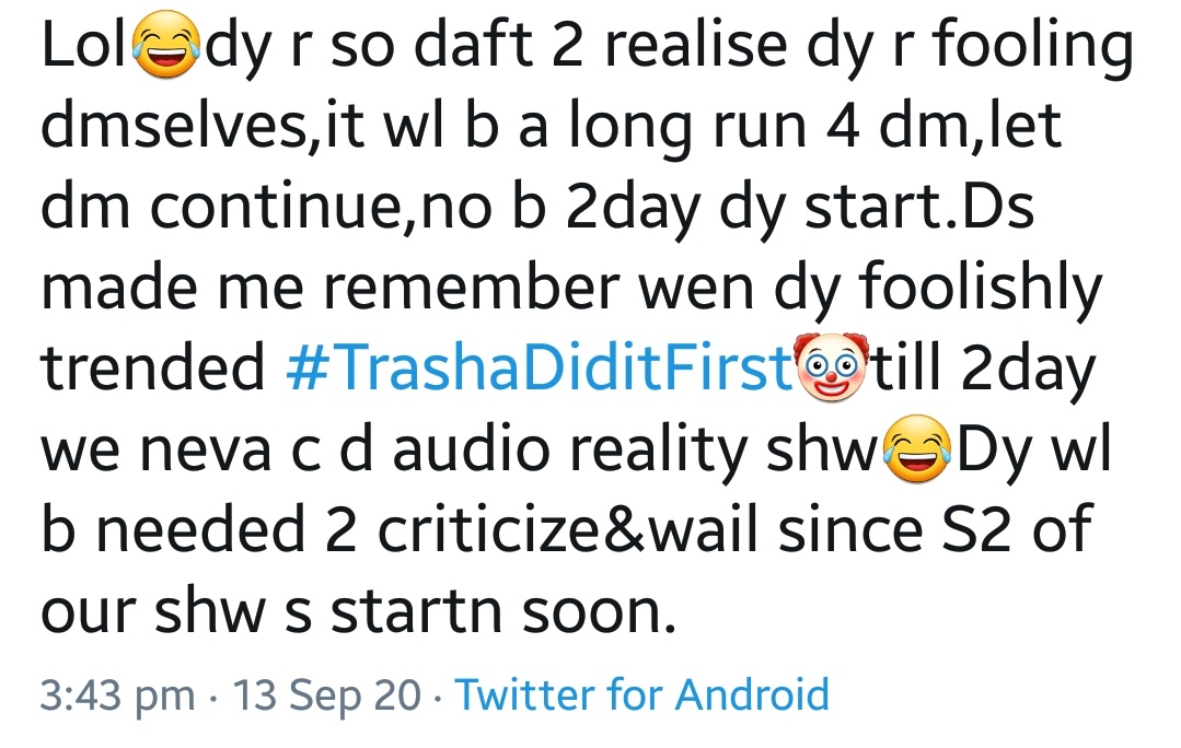 Blessyn99's tweet photo. @LuvTacha @GBAS_GBOS_BABE @Iam_DaddyTom3 🌶️🌶️😛😛😂😂 https://t.co/FezgboL1vS