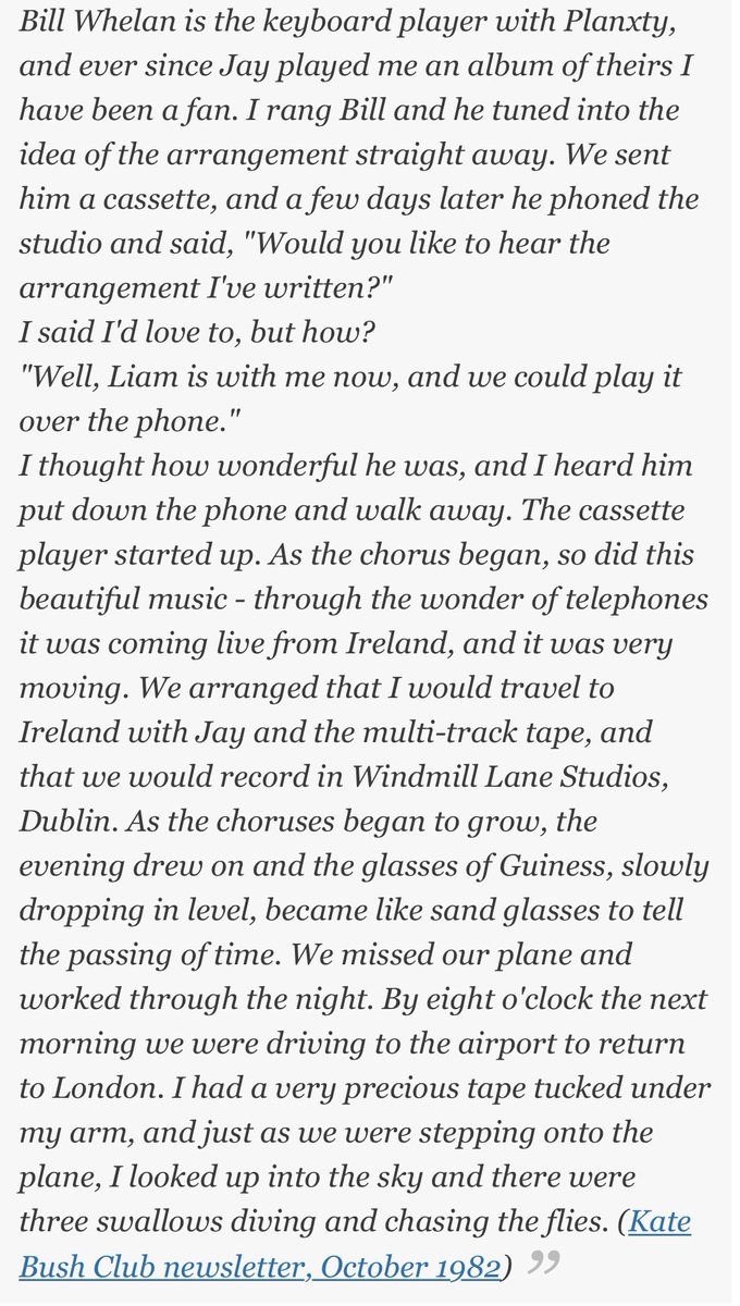 “the night of the swallow” is the final single from “the dreaming”! released only in ireland, it was noticeably influenced by irish trad music and featured many prominent irish musicians performing on the record