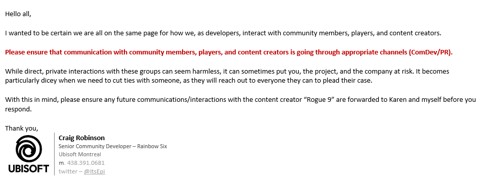 RogueN9's tweet photo. With all of the stories about misconduct at Ubisoft, I feel that it is finally time to share mine.

I wish these matters could have been cleared up internally but I have effectively been cut off and I feel that there is not other way to resolve this.

https://t.co/9nbA9Og5eS https://t.co/zQ1v6LVk03