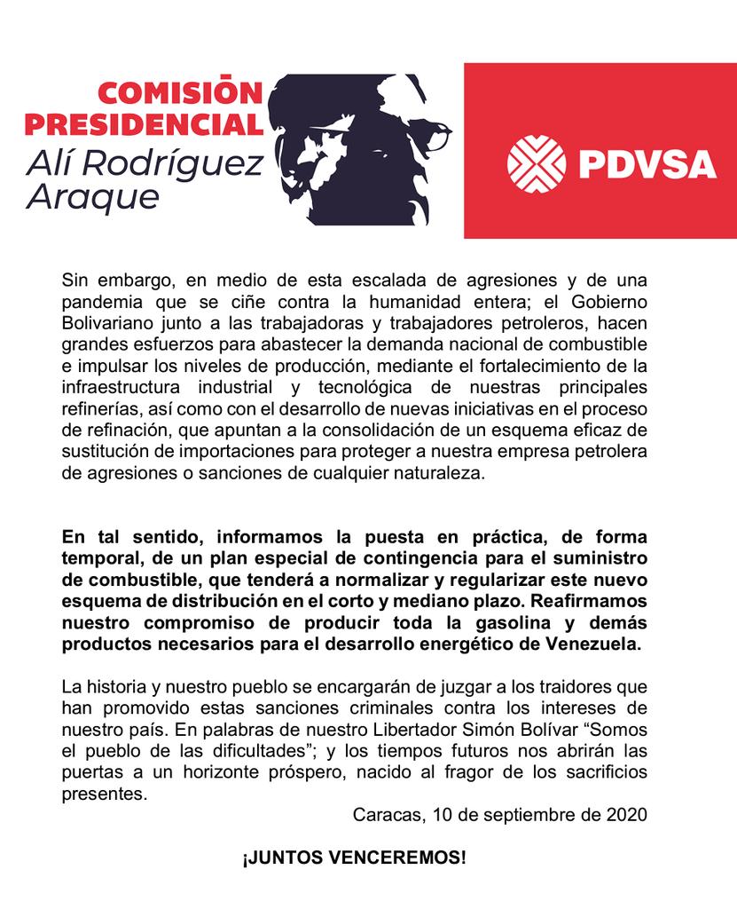 🗣️ ¡𝐓𝐨𝐦𝐚 𝐍𝐨𝐭𝐚!✍️🇻🇪 #Comunicado de la 'Comisión Presidencial Alí Rodríguez Araque' Ante las consecuencias del criminal Bloqueo contra #PDVSA que afectan el desarrollo energético del país y la vida cotidiana del pueblo venezolano. #LasSancionesSonUnCrimen