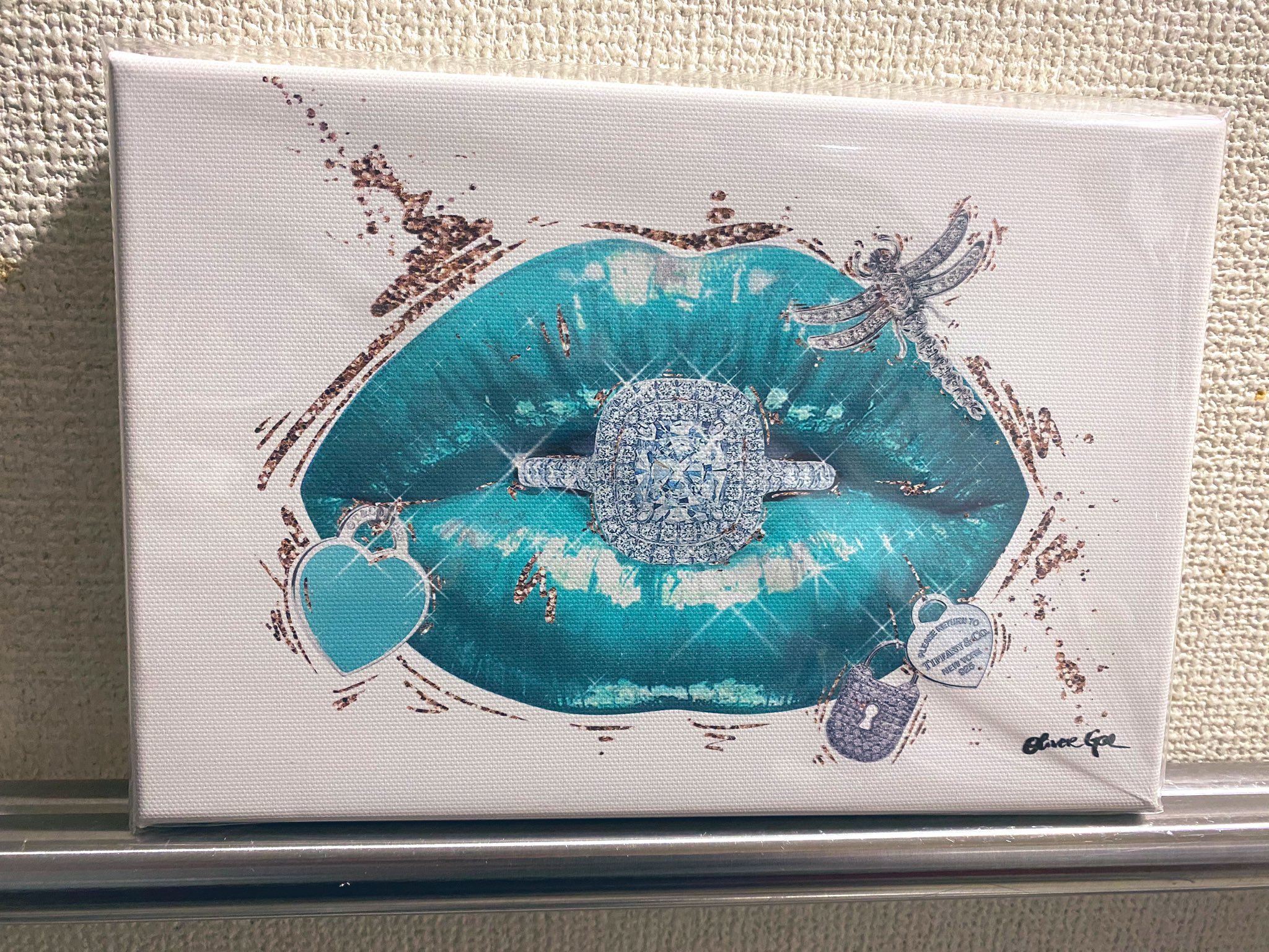 オリバーガル　絵画　ティファニーショッパー柄 Oliver Gal（オリバーガル） ポップアート AQUA MINT GELATO（嵩
