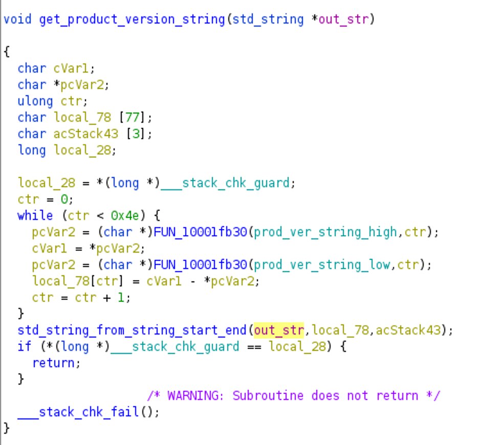 Speaking of a shell script - all the strings related to what this thing does are obfuscated... but in a kind of asinine way: adding random numbers to the valid string, and subtracting those numbers out later on. Of course, this is good enough to evade the strings command!
