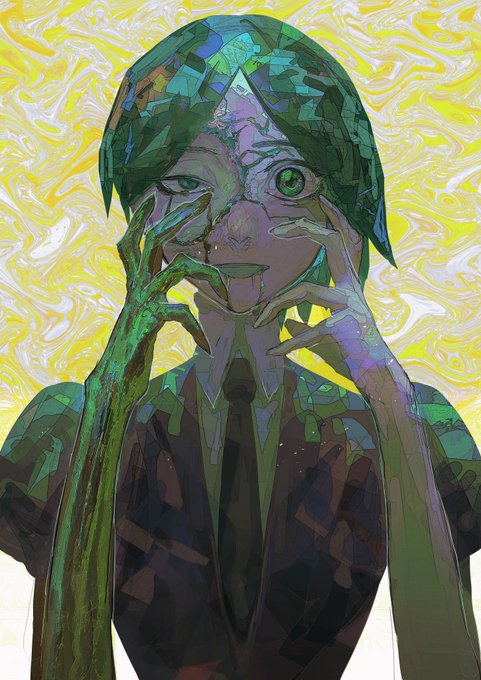 「中性的 緑髪」のTwitter画像/イラスト(人気順)