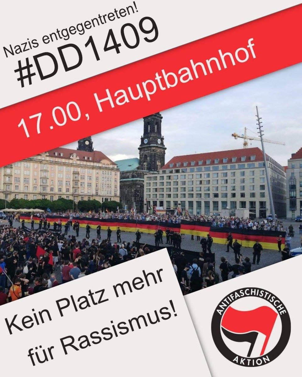 Dresden WiEdersetzen (@ddwiedersetzen) on Twitter photo Der Protest gegen die morgige Pegida-Veranstaltung beginnt Morgen um 17 Uhr mit der mit Antifaschistischen Jugend #Dresden am Hbf. Nach dem Auftakt ziehen sie in einer Demo vom Wiener Platz zu <a href="/AusRaus/">Nationalismus raus aus den Köpfen</a> auf den #Altmarkt. #NoPegida #DD1409 Der Protest gegen die morgige Pegida-Veranstaltung beginnt Morgen um 17 Uhr mit der mit Antifaschistischen Jugend #Dresden am Hbf. Nach dem Auftakt ziehen sie in einer Demo vom Wiener Platz zu <a href="/AusRaus/">Nationalismus raus aus den Köpfen</a> auf den #Altmarkt. #NoPegida #DD1409