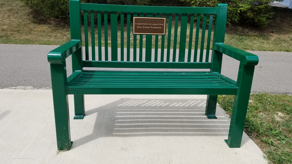 HeartTrail's tweet image. One of the donated benches at the welcome station.