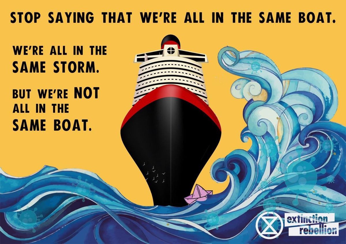 Greta Thunberg (@gretathunberg) on Twitter photo “Stop saying that we are all in the same boat.
We’re all in the same storm.
But we’re not all in the same boat.”
- <a href="/ExtinctionR/">Extinction Rebellion Global</a> #FightClimateInjustice “Stop saying that we are all in the same boat.
We’re all in the same storm.
But we’re not all in the same boat.”
- <a href="/ExtinctionR/">Extinction Rebellion Global</a> #FightClimateInjustice
