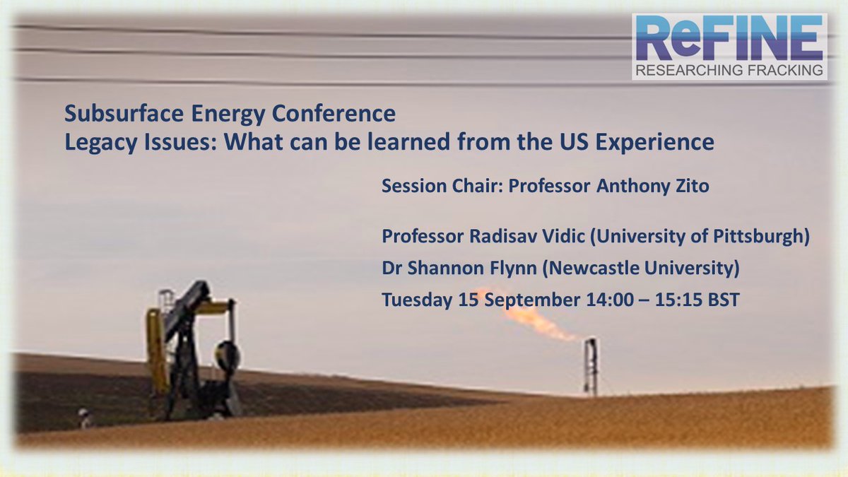 ReFINEresearch's tweet photo. Join us for our final session of Subsurface Energy Talks.  We welcome Prof Radisav Vidic (Pittsburgh) &amp; Dr Shannon Flynn (Newcastle). Prof Tony Zito will chair the Q&amp;A session. Register to attend https://t.co/vsrlbFc05d
@PittTweet @ThePittNews @PittEngineering @GinaGl0ver https://t.co/qZ5pRcrmDc
