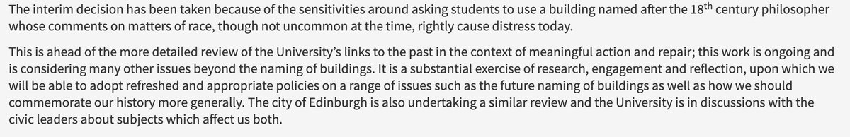 The University is embarking on a substantial review of its links to the past. This would be an opportunity for dialogue of the kind this thread recommends. Making this high-profile change first sparks a major debate it seems unprepared for