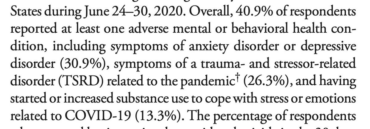 As we head towards fall & winter, it's important to acknowledge that the pandemic & this summer of our discontent has already left so many more of us affected by anxiety, depression & loneliness. 1/N https://www.cdc.gov/mmwr/volumes/69/wr/pdfs/mm6932a1-H.pdf