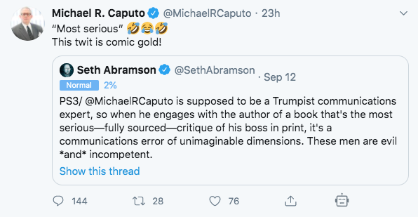 7/ But Caputo—under fire nationally for negligently killing Americans—spent all day anyway ranting about... me. His rant was filled with bizarre lies about me, my background, our past interaction, and the success of my last two Proof books—both of which, again, had mentioned him.