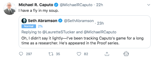 7/ But Caputo—under fire nationally for negligently killing Americans—spent all day anyway ranting about... me. His rant was filled with bizarre lies about me, my background, our past interaction, and the success of my last two Proof books—both of which, again, had mentioned him.