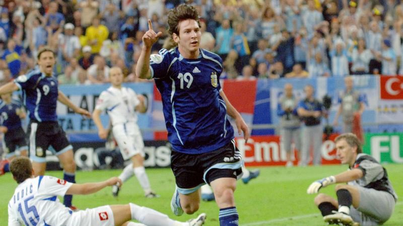 Messi is the youngest Argentinian player ever to score a World Cup goal (2006, at 18 years old). Only second youngest overall after Pele.