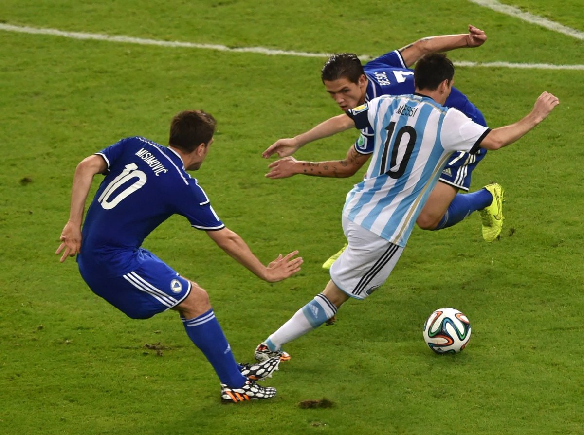 Messi completed the most dribbles in a single World Cup in history (46 in 2014), after Maradona (51 in 1986).