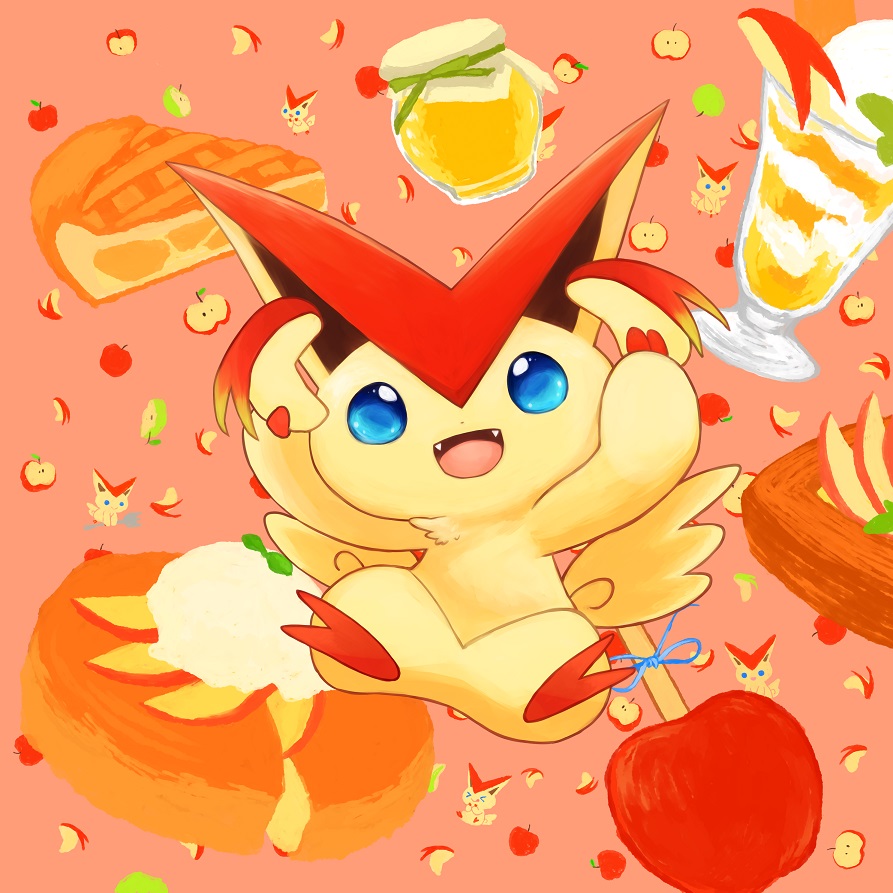 ビクティニうさりんご しろ のイラスト