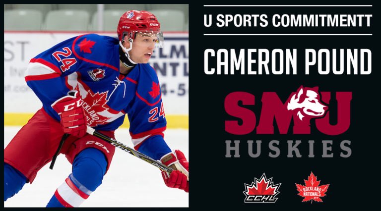 Commitment Alert 🚨 
<a href="/RocklandNatsJrA/">Rockland Nationals</a> 1999 born D Cameron Pound commits to <a href="/USPORTSca/">U SPORTS</a> @SMUMensHockey for 2020-21.

📷 icelevel.com
Graphic | Mark Kelly

🗞 | thecchl.ca/commitment-ale…