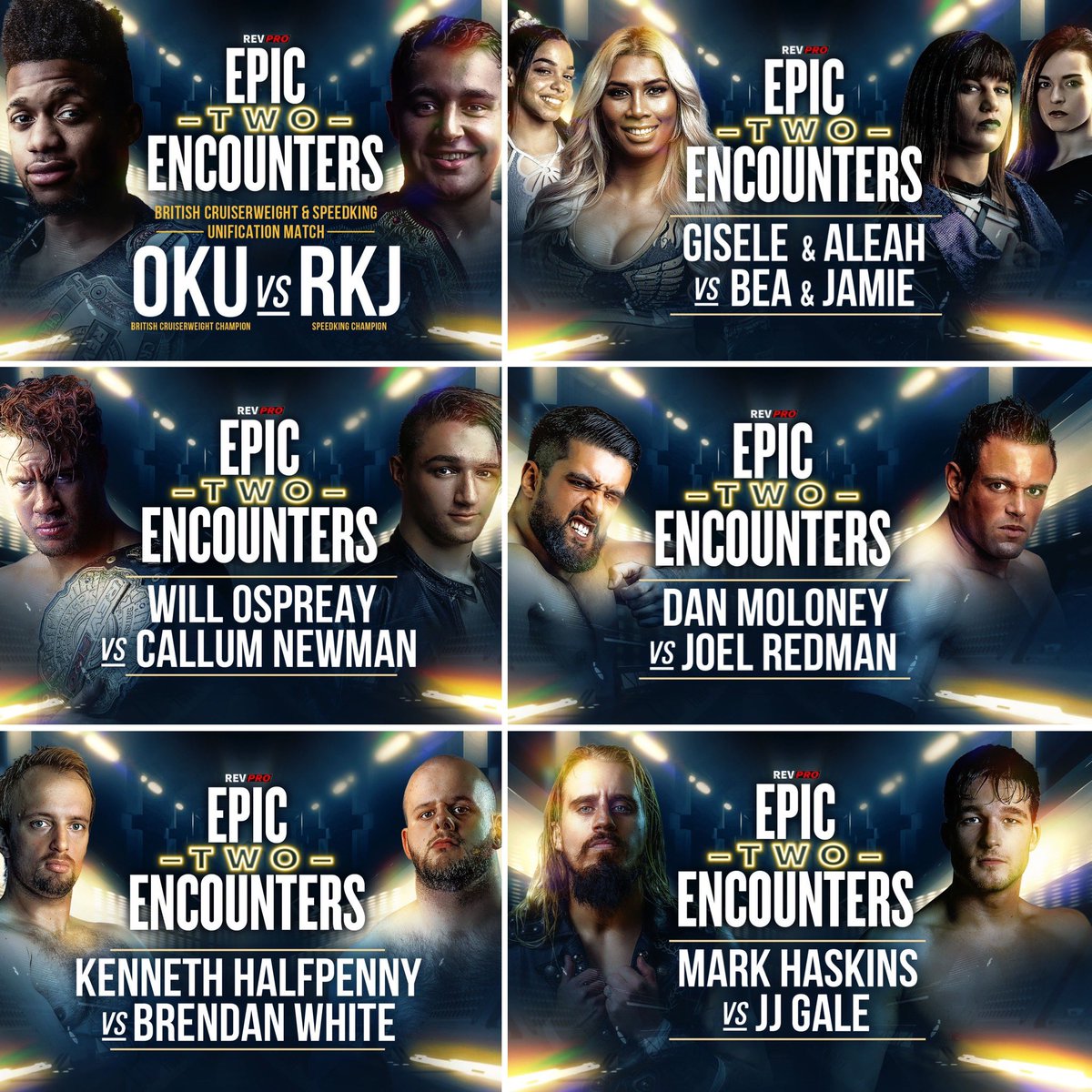 Triller_TV's tweet photo. π²Winner takes all.
@RevProUK is back with #EpicEncountersTwo on #FITE.
End the weekend strong with some intense #wrestling.
OKU v RKJ
Gisele/Aleah v Bea/Jamie
Ospreay v Newman
Moloney v Redman
Halfpenny v White
Haskins v Gale
Premieres @ 3pm ET
β‘οΈ https://t.co/qGOGJR9IYk https://t.co/H4wAer9ryk