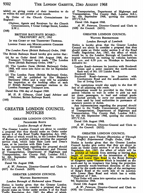 We've been going through the archives and it seems one of the first attempts at restricting through traffic in residential roads in the Borough was at the junction of Lower Ham Road and Lower King's Road. This took place in around 1968!