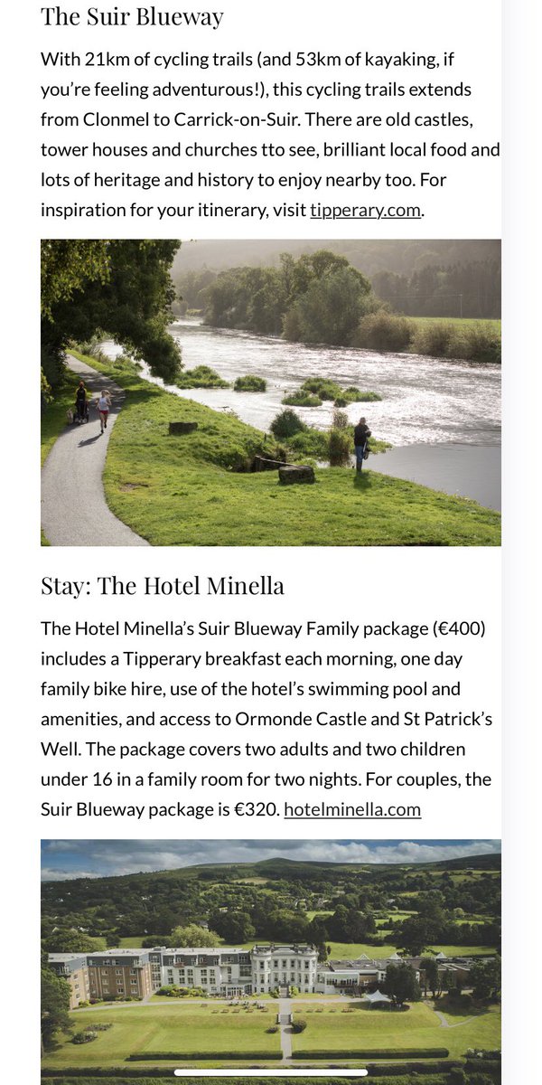 hotelminella's tweet photo. Great to be featured in @IrishCountryMag #Minibreaks @Failte_Ireland @ancienteastIRL @VisitTipp #tipperary #tipptips https://t.co/X9DrcmS9Er