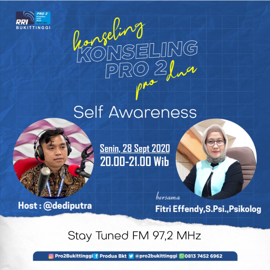 Sahabat kreatif..
Jangan lupa nanti Konseling Pro 2.. 
Yuk kepoin bareng psikolog kita..
.
Dengarkan melalui @pro2bukittinggi FM 97,2 MHz, bisa juga melalui streaming rri.co.id dan aplikasi RRI Play Go
.
#RRIBukittinggi #KonselingPro2
#Pro2FM #SuaraKreatifitas