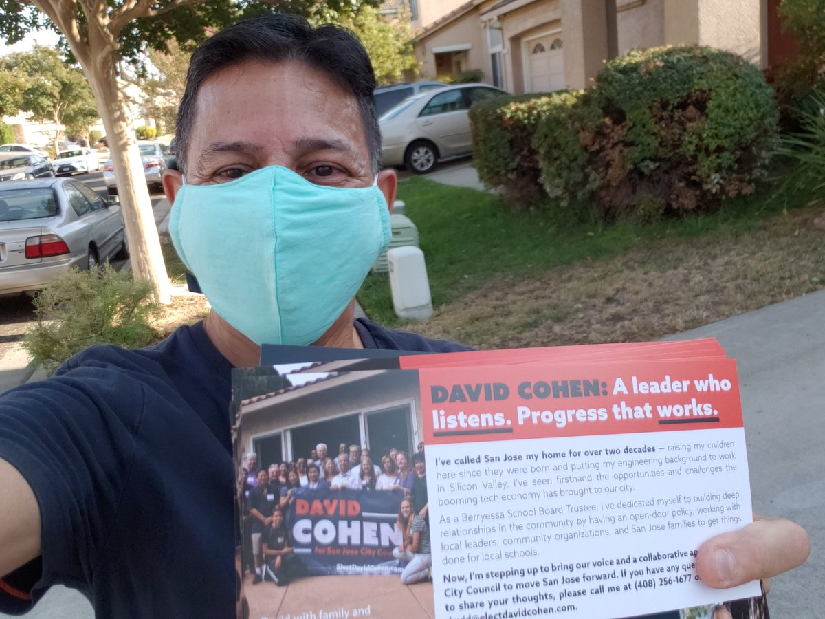 timrandyo's tweet photo. Today, I braved the heat and walked to 156 houses to drop "lit" for my District 4 candidate for San Jose City Council--David Cohen! Ballots will be mailed out on October 5th. Vote safe, vote from home and vote for David Cohen! https://t.co/DnwN3nCFZr