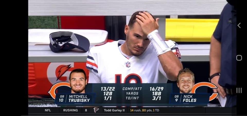 Mut_Master211's tweet image. Trubisky is probably thinking is the unemployment office still giving that extra $600 bonus a week lol