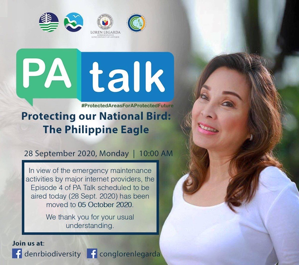 loren_legarda's tweet image. PA Talk Episode 4 has been postponed to October 5, 2020 due to the emergency maintenance activities of the Asia-America Gateway submarine cables from September 26, 2020 to September 30, 2020 which will affect the connection of major internet providers in the country. 
#PATalk