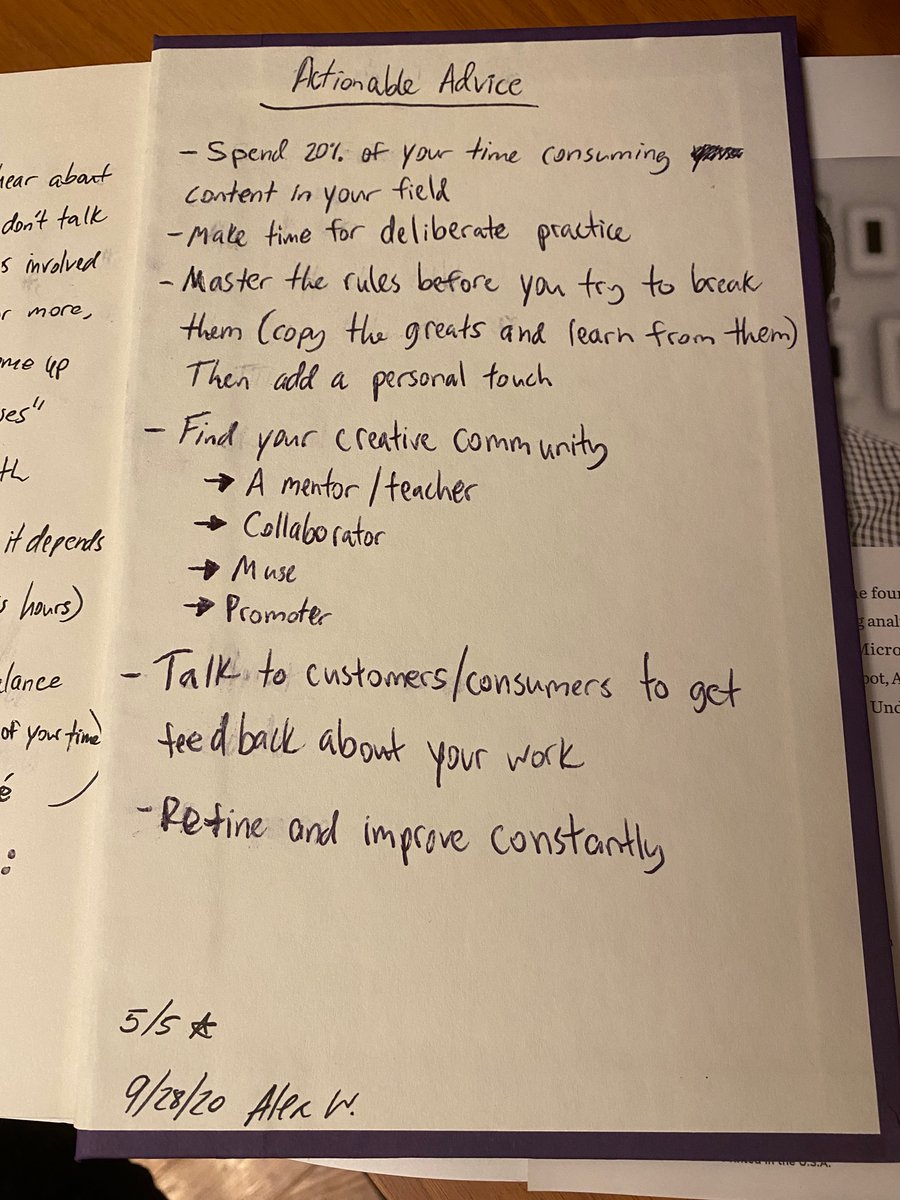 10) Actionable AdviceKnowledge is only potential power. You need to make it actionable to make a difference.Think of ways you can apply the lessons and knowledge you learned by turning it into actionable advice on the inside of the back cover.