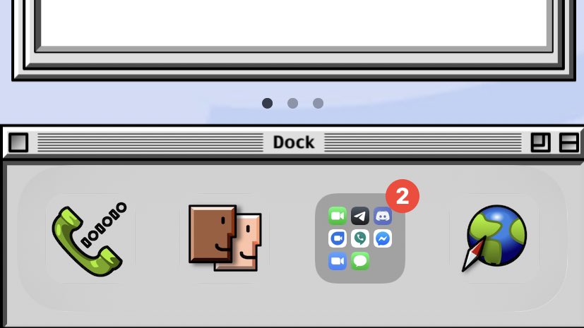 MisutaaAsriel's tweet photo. I give you: iOS System 14. A Classic Mac-inspired custom homescreen for iOS14.
• Widget powered by Scriptable
• HD icons based or inspired by macOS 8
• Optimized wallpaper with "hidden" dock
Bon "Apple-tit" ~ https://t.co/MSXt9mQ00j