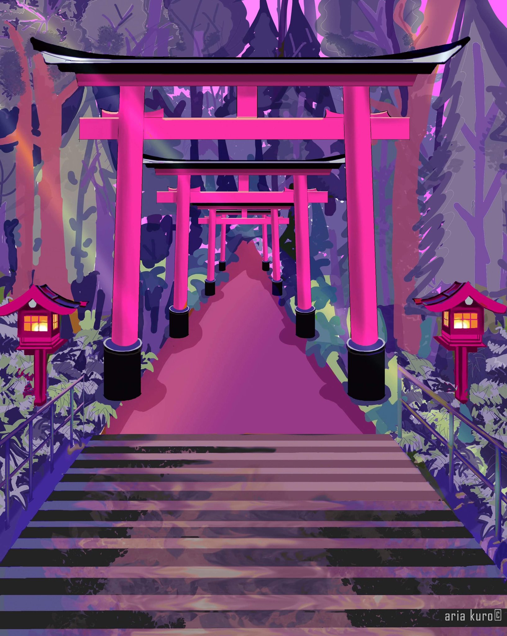 Maria Mavro アリア黒 𝓟𝓲𝓷𝓴 𝓖𝓪𝓽𝓮𝓼 ピンク鳥居 Artistsontwitter Art Japan Temples Pinkgate Gates 日本 鳥居 Vaporwave Vaporaesthetics Aesteticsjapan T Co Gaaz3hxclj