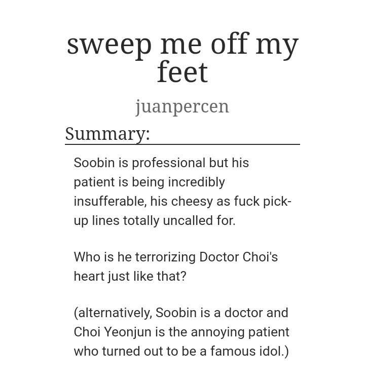 "Sweep me off my feet"11/10 would recommendMy favorite Soft and cute Yeonbin https://archiveofourown.org/works/25221148 