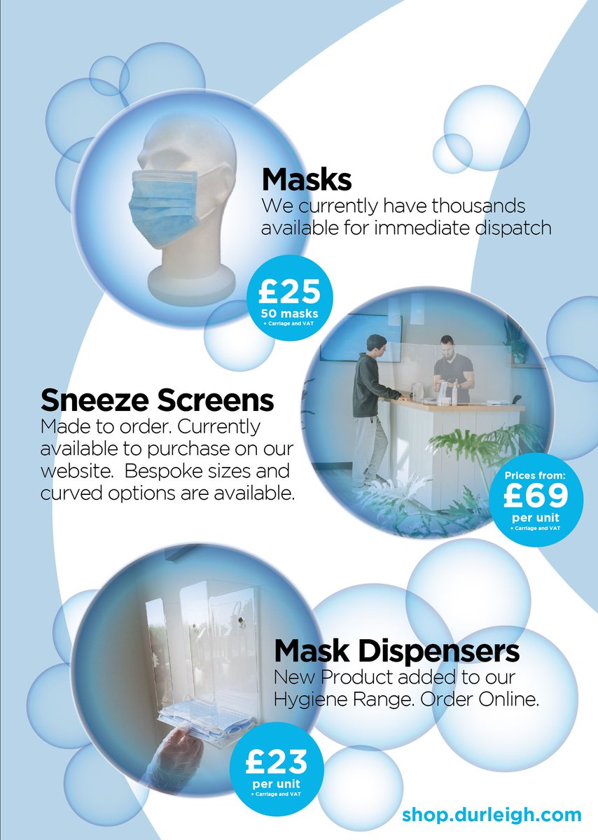 InfoDurleigh's tweet photo. #Sneezescreens and other PPE products - https://t.co/BSpCeaSvNA https://t.co/V3DU4EEN3A