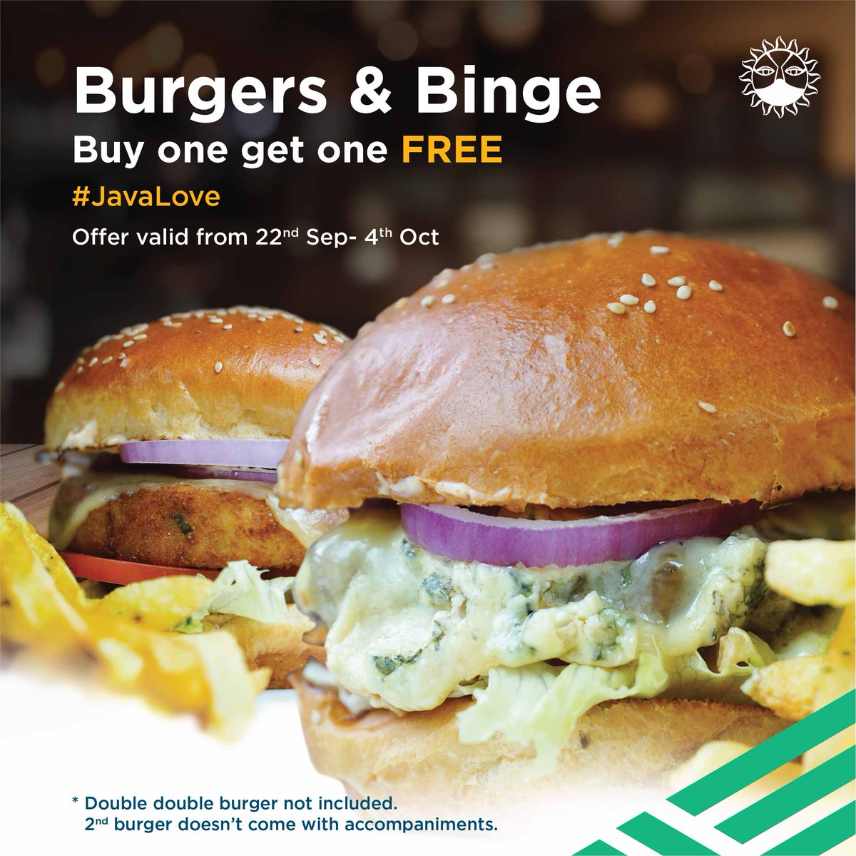 javahouseafrica's tweet image. Start the week off right with the buy one get one FREE offer on burgers. Available across all Java branches, food apps and from our website: order.javahouseafrica.com๐๐๐๐๐๐๐
#JavaLove #JavaBurgerMania