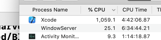 RossTulloch's tweet photo. Xcode 12 using more CPU power than I own! It *is* like magic. https://t.co/WkIparD9rP