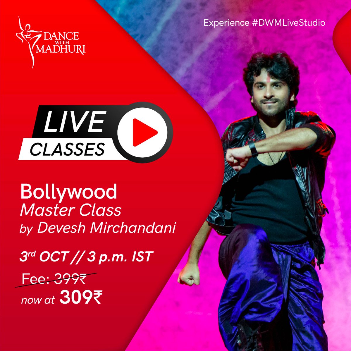 dancewithMD's tweet photo. Learn expert choreography tricks & techniques with @DeveshDAcademy in this special #BollywoodMasterclass. Now you can register for this & other LIVE classes at a flat 30% off 💃Hurry & book your seat now - https://t.co/bnKgXStTJE
#DWMLiveStudio https://t.co/Q6Hk7WRlnz