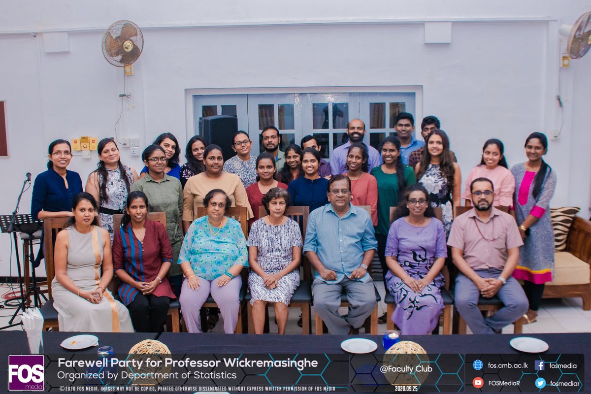 FOSMediaR's tweet image. The Department of Statistics organized a Farewell Party for the retiring Prof. Wickremasinghe on Friday, 25th of September at the Faculty Club. Here are some of the best moments of this memorable evening as captured through our lens.

#FOSMedia #Events #retirement #farewell