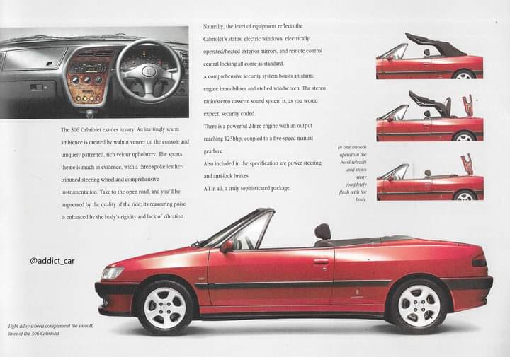 Peugeot 306 Cabrio Prospekt 1994 Autoprospekt brochure prospectus brosjyre Auto 