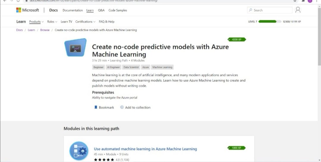 shreyan99's tweet photo. Just completed the Learning path on no code predictive development! Great content! Loved it! Planning to do more! Enjoying #AIDevDay challenge! Thanks to @arkodyutisaha for the amazing collection of Ms learn modules!

https://t.co/Fj2clGnGBu https://t.co/hl9ENoREGq