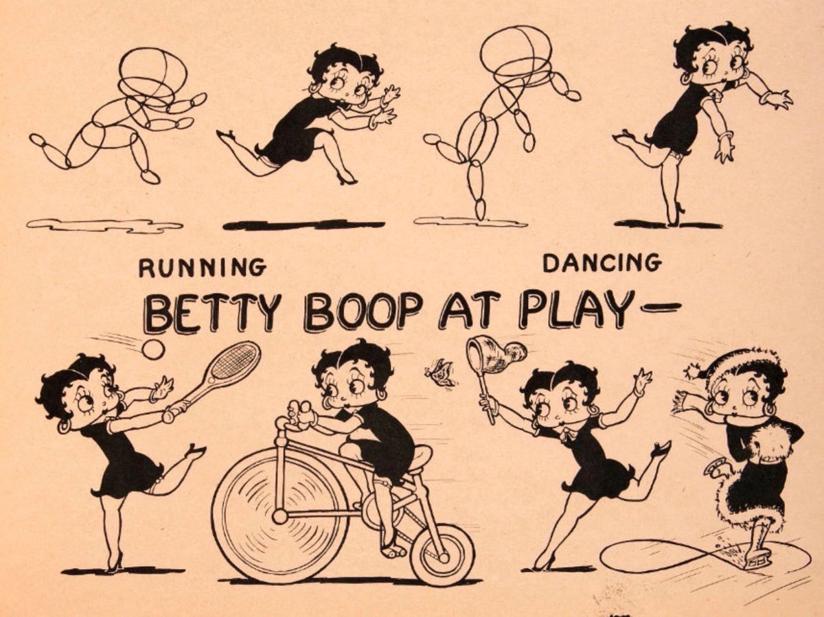 Pages from BETTY BOOP’S MOVIE CARTOON LESSONS (1933).Betty Boop was my first movie love. How old was I? Six or something. “Betty Boop’s Birthday Party”—my grandfather had taped it for me, and I had never seen anything like it. Wonderfully bonkers.