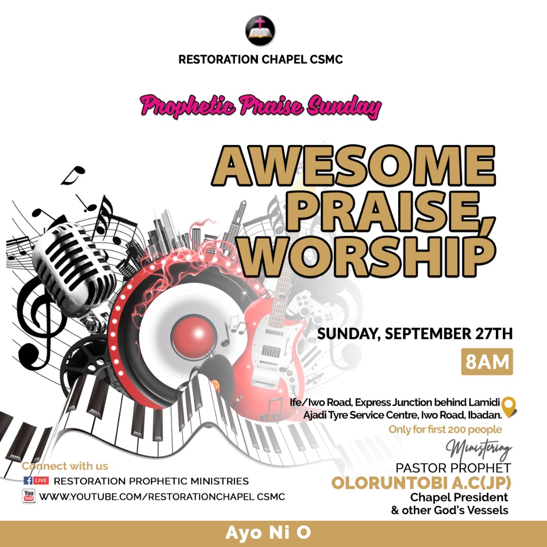 restorationciti's tweet photo. 📍Join us this Sunday as we stand in his presence to declare praises unto him alone..
#Awesome #Praise #Worship 
#RestorationPropheticMinistries 
#MultipleCelebration
#cands
#cherubim
#seraphim
#Fruitfulness
#Ayonio
📍Ayo ni o https://t.co/ow2kk6lCbc