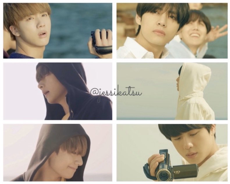 Here are more parallels between the MVs which are very striking because only Taehyung and Seokjin exchange places.Jungkook’s scene also implies the car accident played out differently, so these are two different timelines as well.These also give very different emotions!