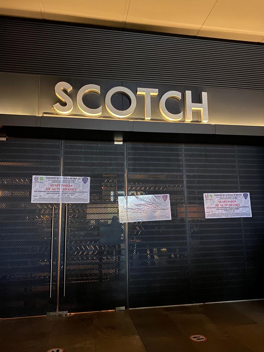 Estimado <a href="/lopezdoriga/">Joaquín López-Dóriga</a> en seguimiento al incumplimiento de la ley de establecimientos mercantiles,  hoy se cumplimentó la clausura del Scotch en Santa Fe. Muchas gracias por tu interés en el tema. Estamos pendientes.