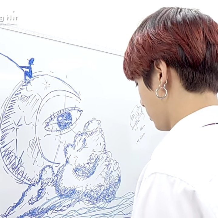 golden jungkook has every trick up his sleevesjungkook definitely is born with talents. hes the type to see an image, visualise it in his head, then draw from there, so his work is half observational half interpretational. its def not accurately realistic, whch is good imo. he-
