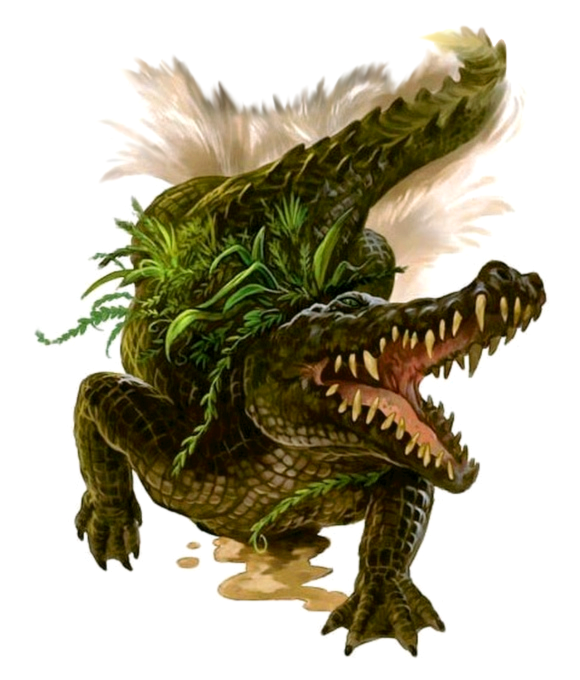 Honestly Inquisition's Jaws of Hakkon missed a major opportunity to have one/multiple giant crocodiles in the rivers. Could you imagine? Everything's already pretty overgrown. Instead of the spiders or Hakkonites the Inquisition runs into this giant beast covered in plants, like: