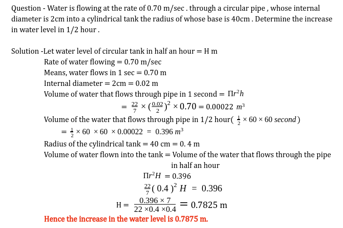 dishamam's tweet photo. #class9th #maths #SurfaceAreasAndVolumes
Determine the increase in water level in 1/2 hour 
#Mathematics #DishaMam #DakshClasses #DCQ00064 https://t.co/56kzsvJ4wk