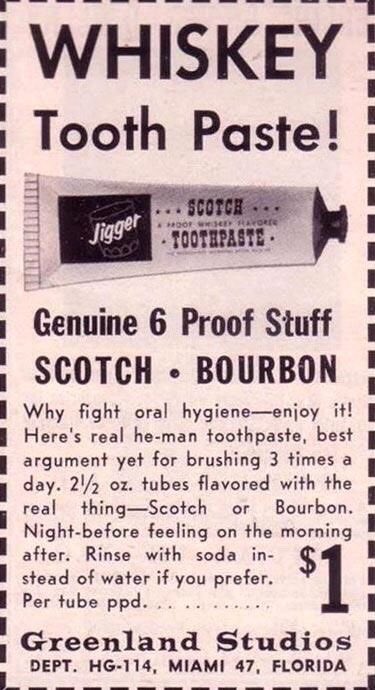 昔の下着やらウイスキーの味がする歯磨き粉や、鼻の矯正具のヴィンテージ広告。アメリカのものなど。 